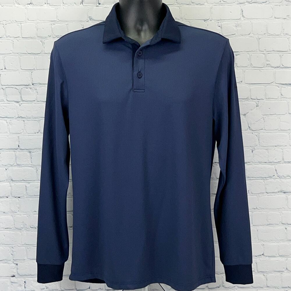Macade Golf Polo Shirt Mens M Medium Blue Long Sleeve Golfer Golfing Stretch